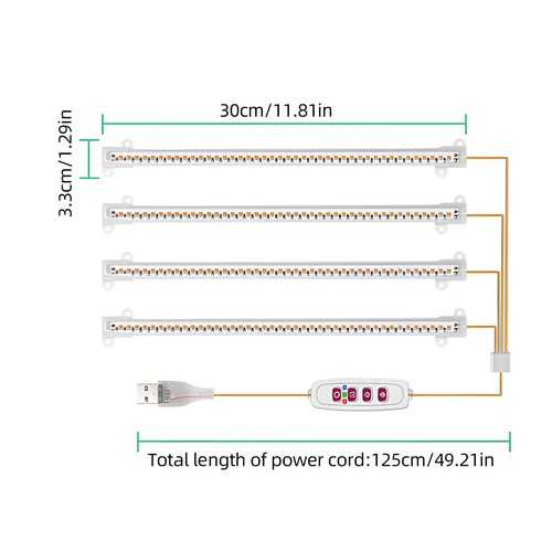 Plant Grow Strips 8W 168LED 4000K 169.2lm Bright Grow with W3H4 - Picture 2 of 11