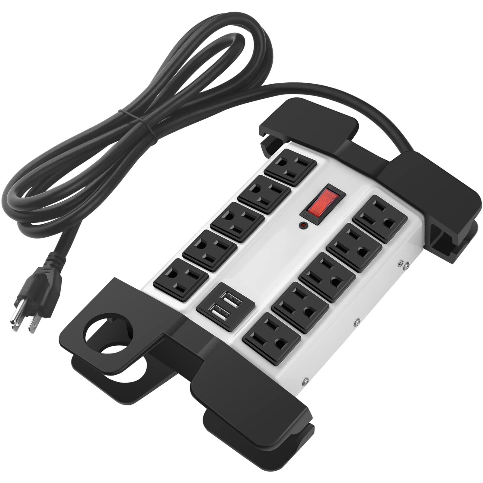 Heavy Duty Power Strip with USB Ports, Garage 10 Outlets Surge Protector 2700...