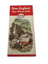 Vintage 1960's Esso New England Happy Motoring Guide Road Map from 1964 Gas Oil