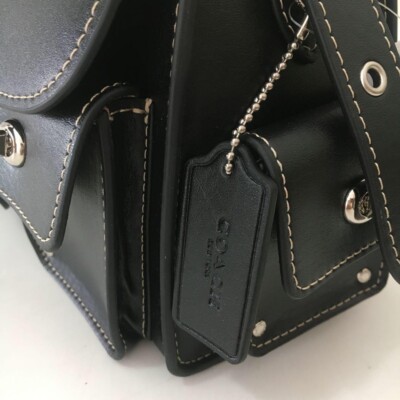 Coach Cargo Turnlock Soft Tabby CU124 Shoulder Bag Black Leather 
