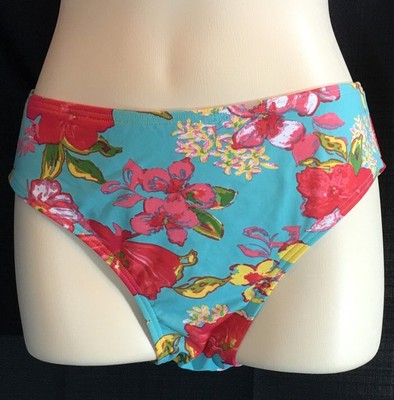 Moontide - bikini bottoms - blue with orange flowers - womens 8 - NWOT