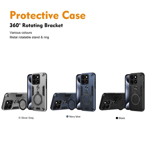 Funda de teléfono híbrida con soporte de anillo blindado TPU + PC para ZTE Blade A35 / A55 4G 6,75" - Imagen 8 de 23