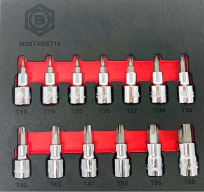Britool Hallmark M2BTXSET13 13 Piece 3/8'' Drive Torx Bit Socket Set in Foam 