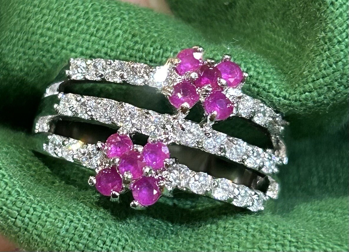 Ruby Topaz 925 Solid Sterling Silver Ring Size 8 - image 1