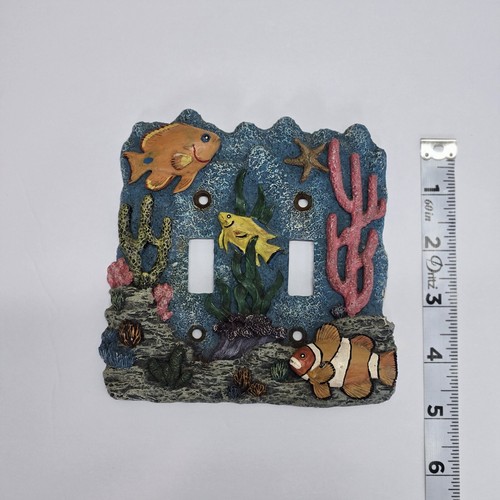Double Light Switch Wall Plate Cover Under the Sea Tropical Fish VTG - Picture 7 of 9