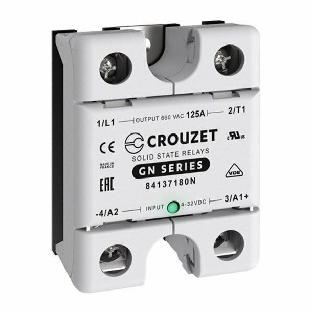 Crouzet 84137180N Relè allo Stato Solido 48÷660Vac, 125A, Comando 4÷32Vdc