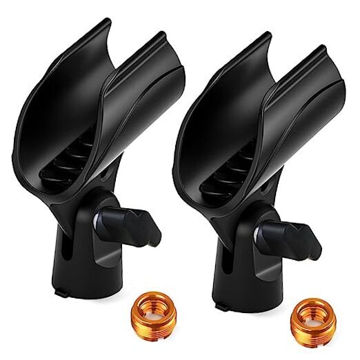 2 Pcs Universal Microphone Clip, Adjustable Mic Clip Holder for Mic 2_Pack