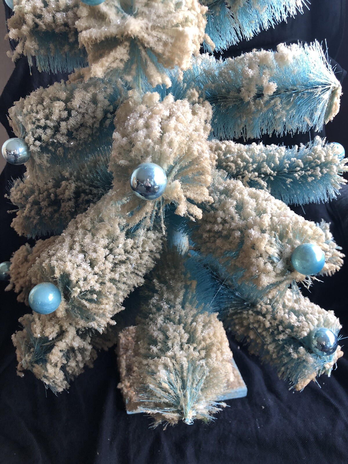 Vintage Consolidated Novelty Flocked Blue Bottle Brush Christmas Tree