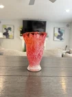 Murano Italian Vibrant Reds And Swirls Art Glass Vase