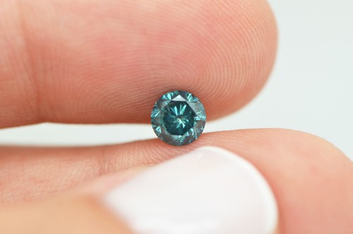 Loose Round Shape Diamond Fancy Blue Color SI2 Certified Enhanced 0.66 Carat - Picture 5 of 8