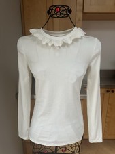 Paris Atelier Other Stories Ivory Neck Lace Trim Long Sleeve T-Shirt Small