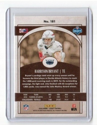 2020 Panini Legacy Football Rookie Card # 181 Harrison Bryant Florida Atlantic U - Picture 2 of 2