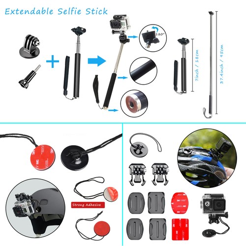 Fit For Gopro Hero 13 12 11 10 9 8 7 6 Accessory Kit Bundle Chest Head Mount AU - Picture 5 of 9