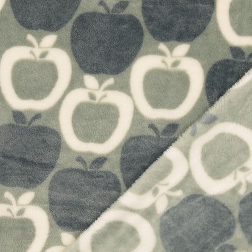 Double Sided Cuddle Fleece Fabric Material APPLES GREY - Picture 2 of 3