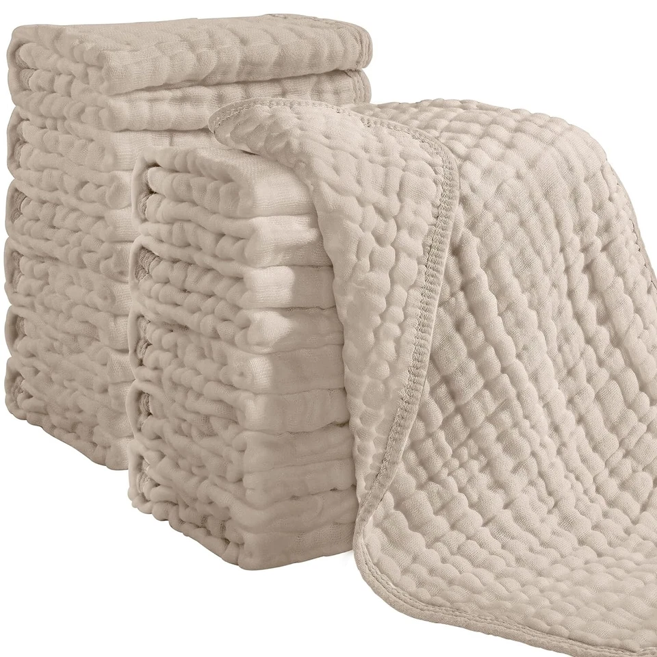 Paquete de 12 paños extra suaves 100 % algodón para eructar muselina | 20""x10"" albaricoque Foto 3 de 4