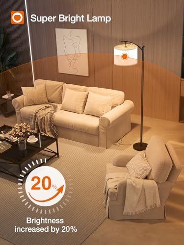 Floor Lamp for Living Room with 3 Color Temperatures, Black+Gray Shade - Picture 4 of 7