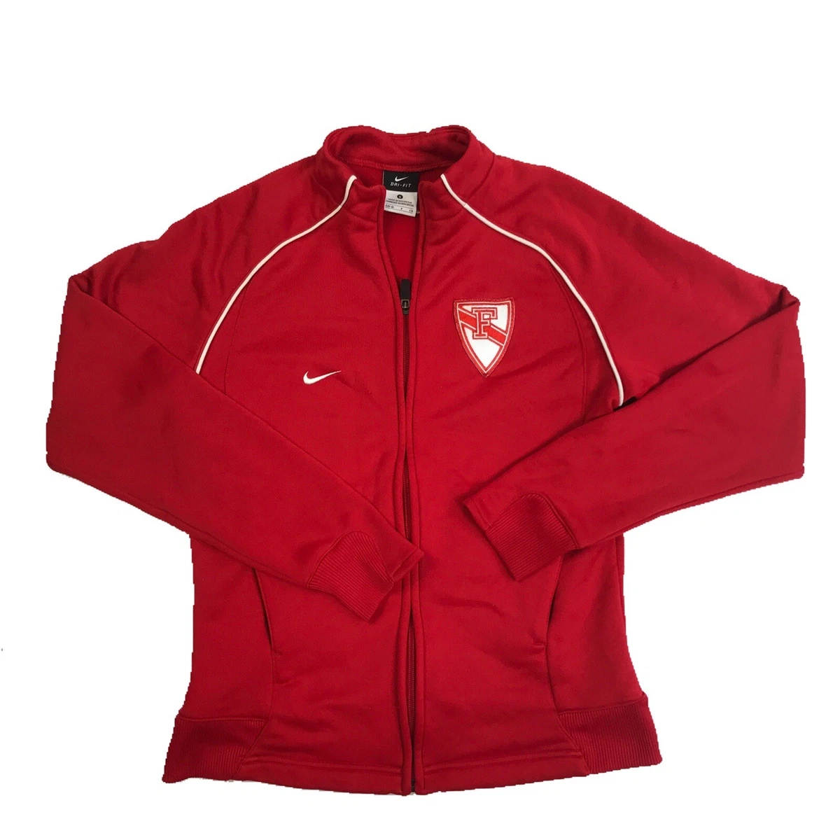 Nike Dri-Fit Ladies Red White Zip Up Activewear Track Jacket S