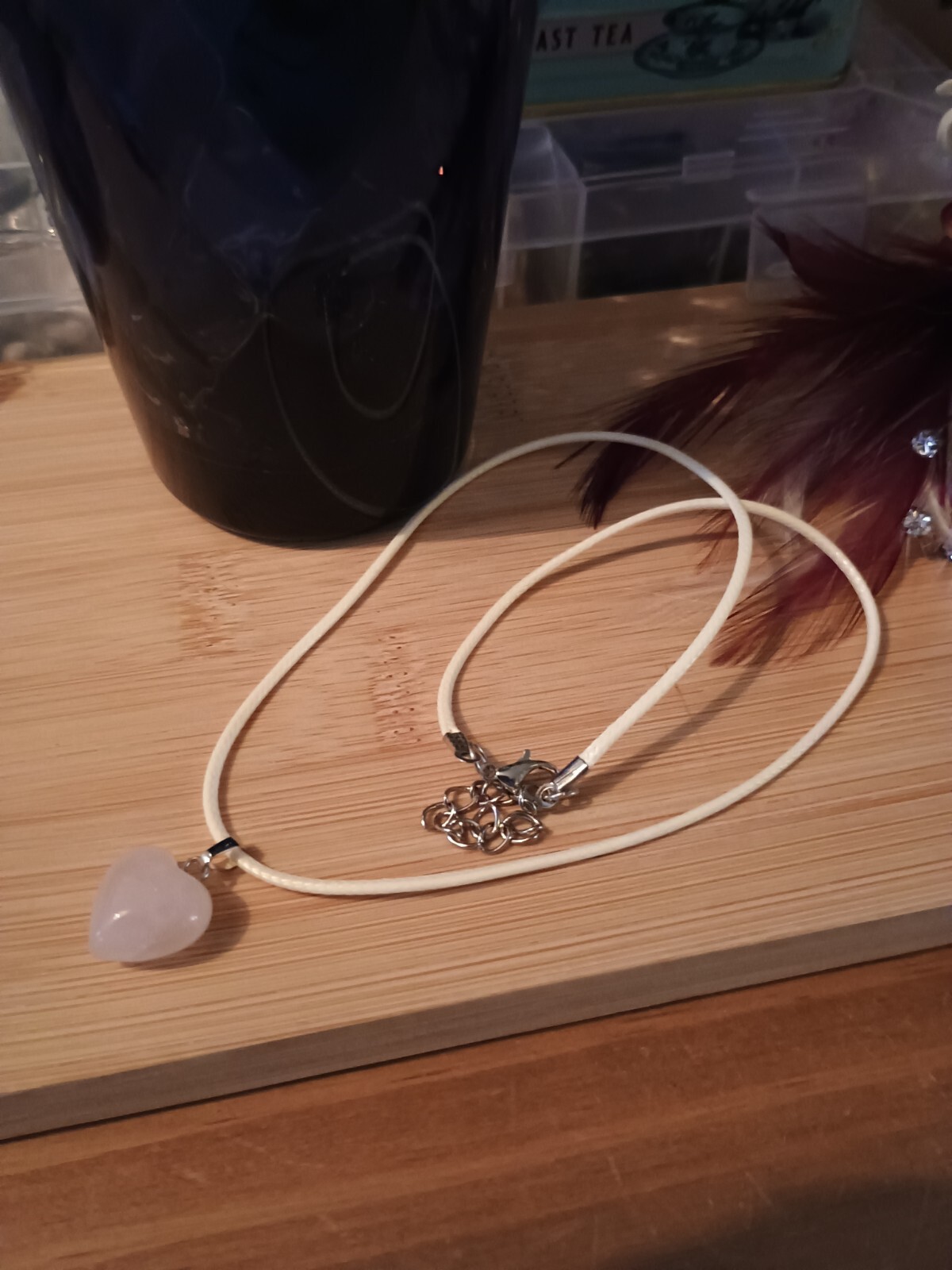 Necklace -Dangle Drop Choker Necklace - Heart Gemstone