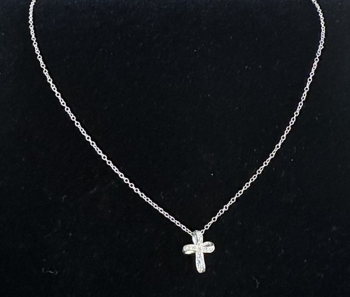 Sterling Silber & Diamant Band Kreuz Anhänger Halskette 18" Kette 925 - Bild 2 von 10
