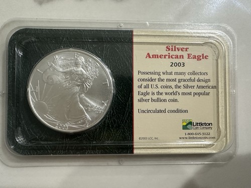 2003 SILBER AMERICAN EAGLE 1 $ - Stempelglanz Littleton Coin Co. Etui!!!