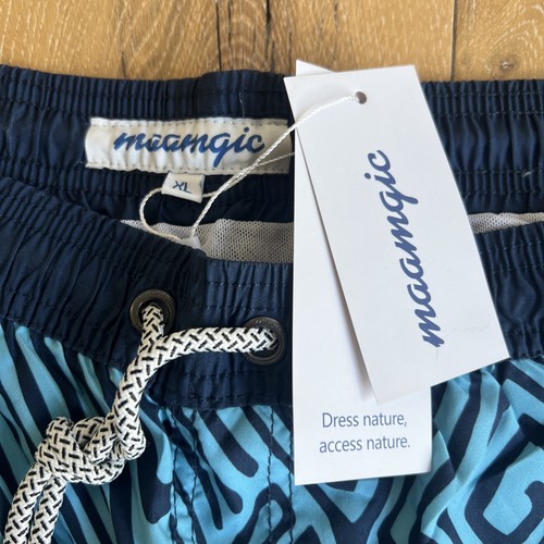New W/Tags Maamgic Mens Swim Trunks with Mesh Lining Blue Vortex Print Size XL - Bild 3 von 7