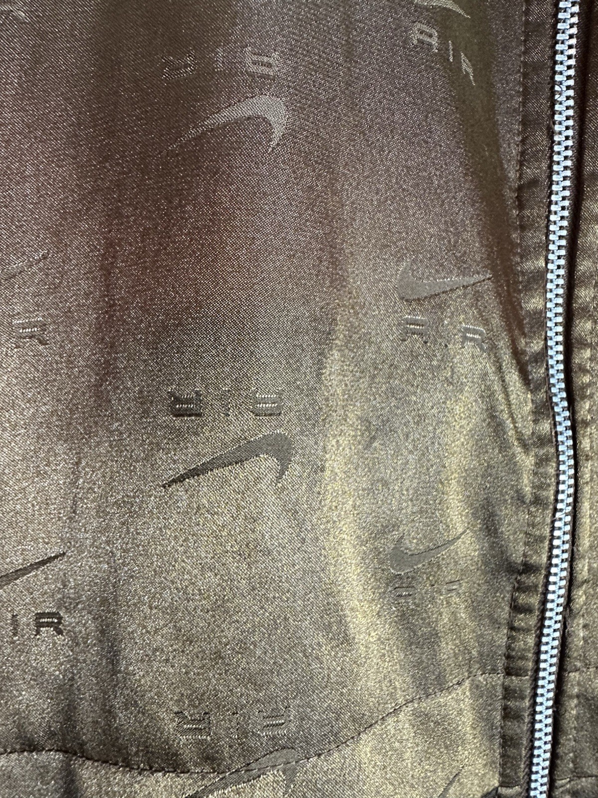 Nike Air Women’s Satin Jacquard Bomber Jacket – Brown Bronze – Size 2X image 6
