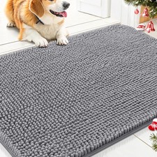 Smiry Dog Door Mat for Muddy Paws 30x20, Absorbs 30.0L x 20.0W x 1.0Th, Grey
