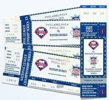 Five baseball ticket stubs 1993 National League Championship Philadelphia