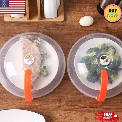 Plastic Microwave Cover Splatter Lid Plate Food Dish Lid with Steam Vents Handle