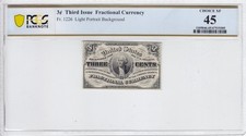 3 Cents Third Issue Fractional Currency Note Light FR#1226 PCGS XF45 47519305