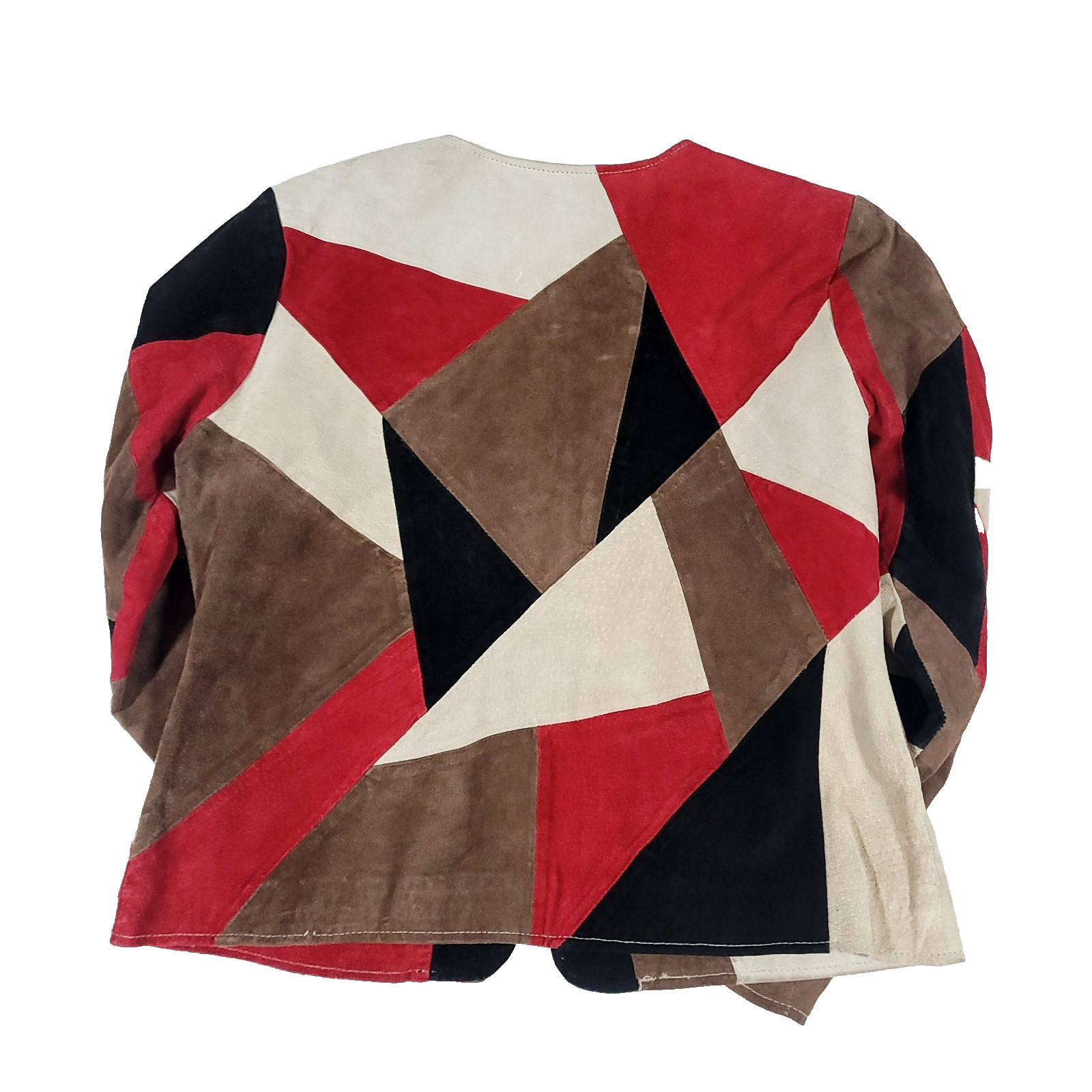 Y2K Patchwork suede Leather Fitted Jacket Karen A… - image 11