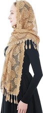 Rectangular Chapel Veil Spanish Lace Floral Mantilla Veils Wrap Shawl Mass He...