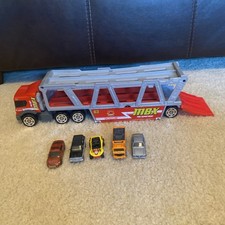Matchbox Fire Dept Truck Hauler With 4 Cars C...