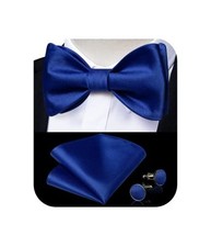 Bow Ties for Men Self Tie Bow Tie and Pocket Square Set Adjustable Royal Blue