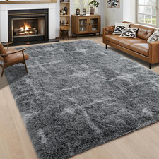 Large Fluffy 5X8 Area Rugs for Living Room Bedroom,Soft Grey Thick Shag Throw Ru