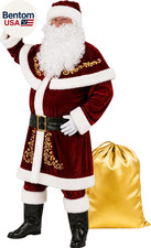 Men  S Santa Costume Set Christmas 12Pcs Deluxe Velvet Adult Santa Claus Suit