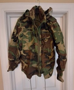 Vtg US Army Woodland Camo Cold Weather Field Coat Mens Small Military Jacket