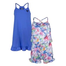 Hurley Girls Dress and Romper 2 Pack Blue Floral Medium NWT