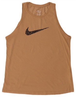 Nike Damen Dri Fit Grafik Trägertop UK 12 Medium Beige Baumwolle TY10