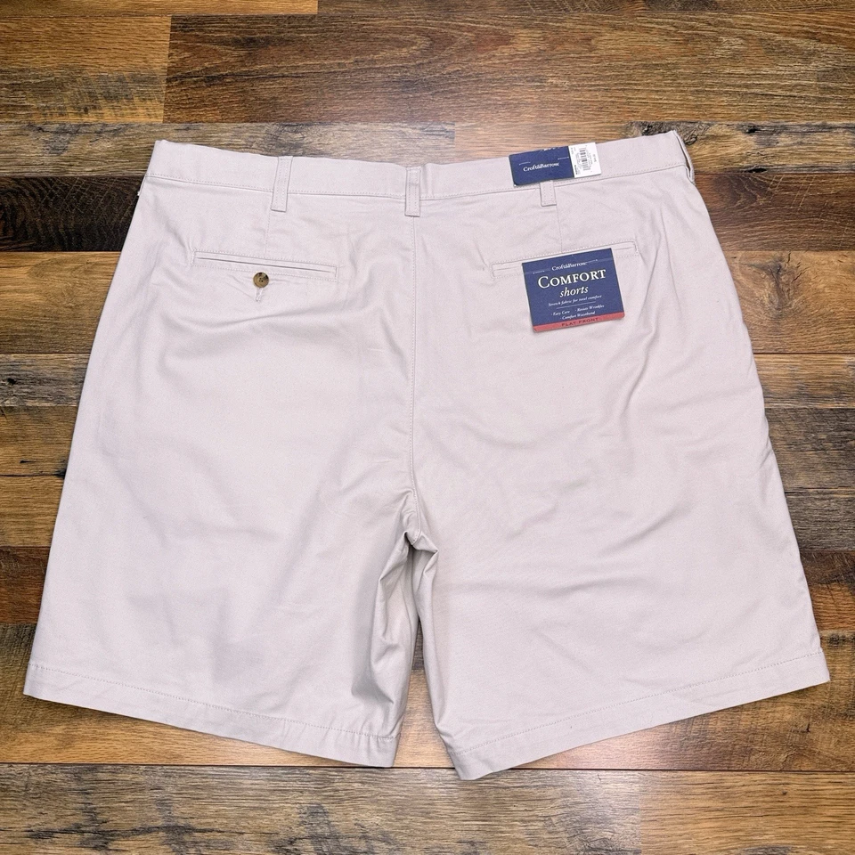 Croft Barrow Comfort Shorts Mens 42 Beige Comfort Waistband New   - Image 2 of 4