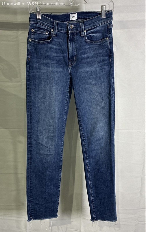 Edwin Women's Bree Slim Blue Jeans Ankle Fray Deja Blue Sz 26