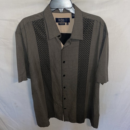 Nat Nast Men’s Casual Shirt Size XL Gray Silk Going out Party 