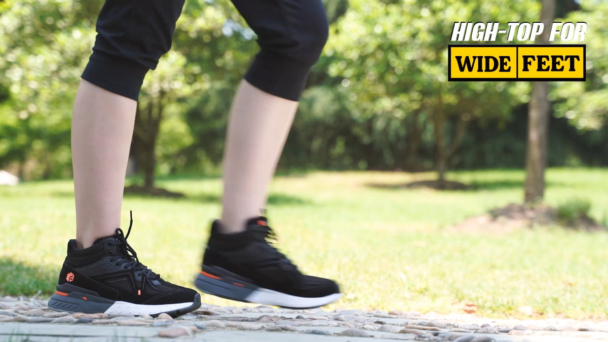 Fitville Mens Rebound Core V1 Wide Fit Trainers Walking Shoes US 9 Black/Orange FitVille Extra Wide Walking Shoes Men Rebound Core Flat Feet  main image 2