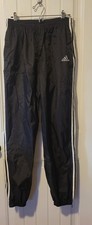 adidas 3 stripe 90s Vintage Men's Black Track Pants L, 100 Nylon, Drawstring