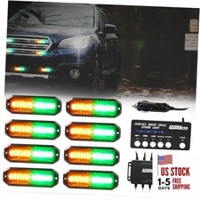 Emergency lights for vehicles, Emergency Strobe Lights Kit 8 PCS Green/Amber