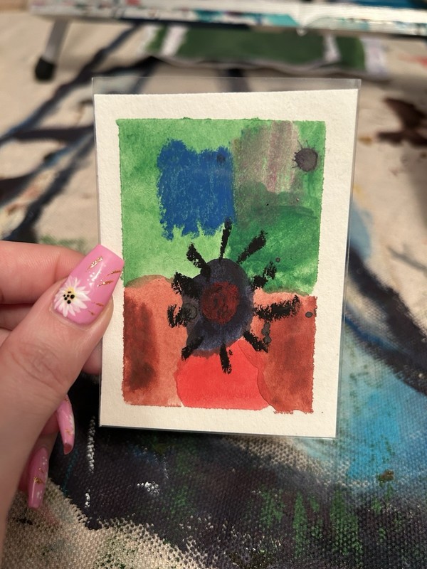 MRAO Studio ACEO Original Tiny Abstract Painting 3.5”x2.5” Art by Miss Rina
