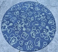 Ruggable Disney Mickey Doodles Onyx Round Rug 8ft Grey White