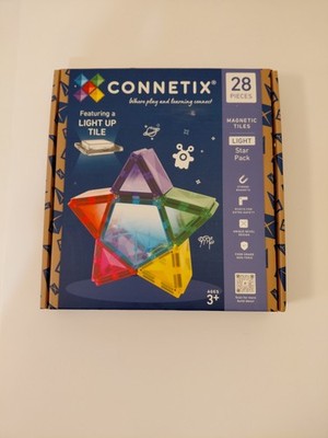 Connetix Magnetic Tiles Light Star Pack 28 Pieces Featuring a Light Up Tile