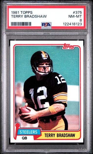 1981 Topps Football - Terry Bradshaw #375 PSA 8