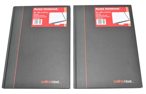 Collins Ideal A4 Manuscript Notebook Feint Ruled 192 Pages Black 6428 -PACK OF 2